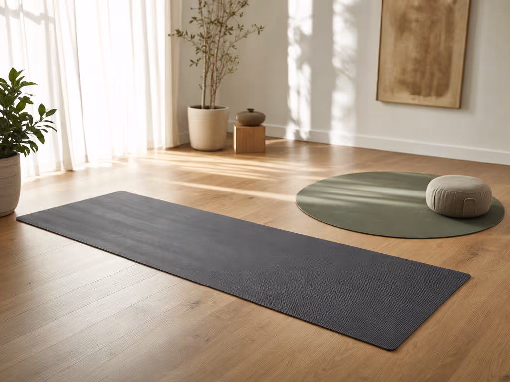 round_and_rectangular_yoga_mats_arranged_in_an_uncluttered_home_practice_room