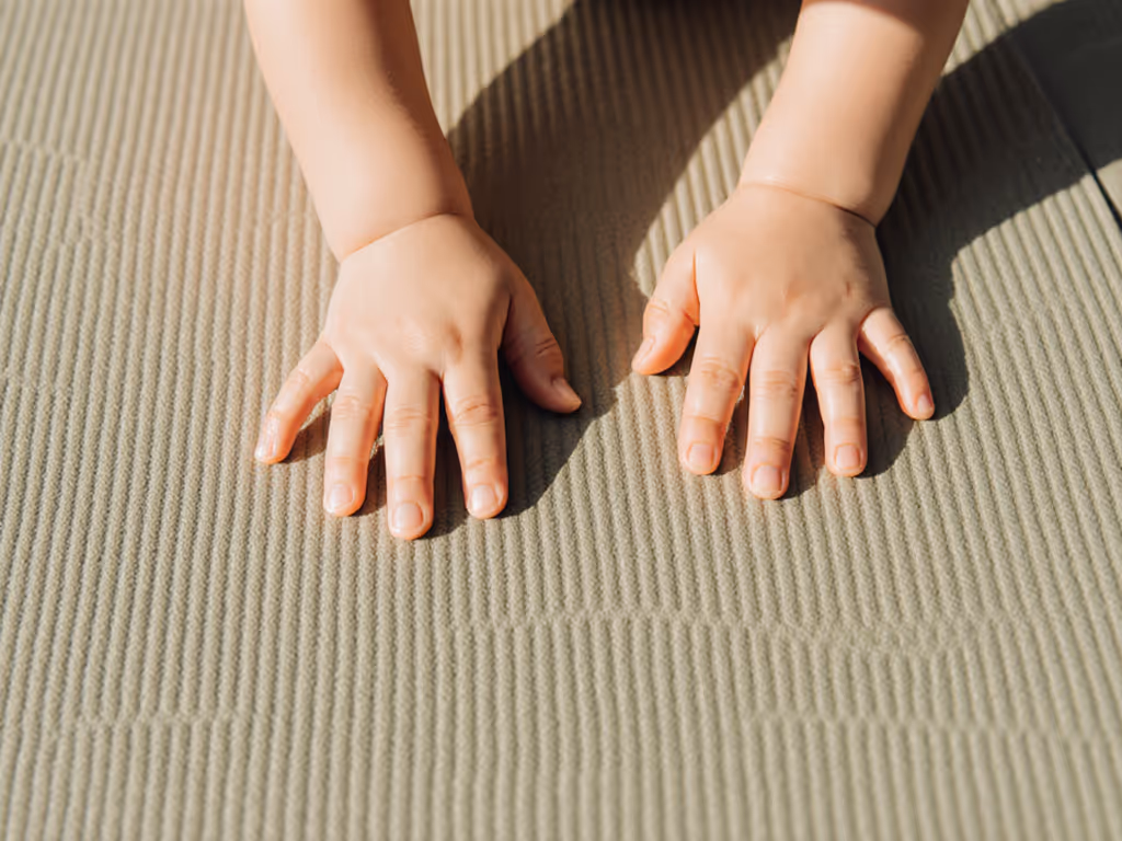 childs_hands_testing_yoga_mat_texture